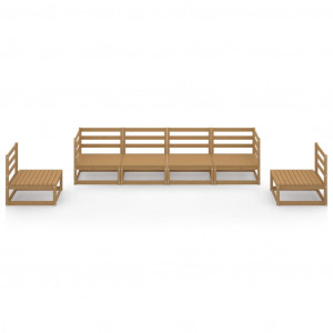 6 pcs conjunto lounge de jardim pinho maciço castanho mel H