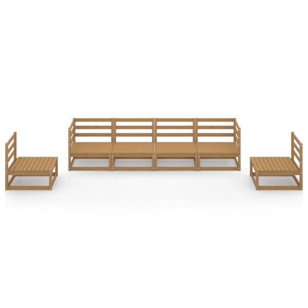 6 pcs conjunto lounge de jardim pinho maciço castanho mel M 2