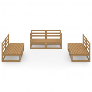 Muebles de jardín 6 piezas marrón miel madera maciza de pino H