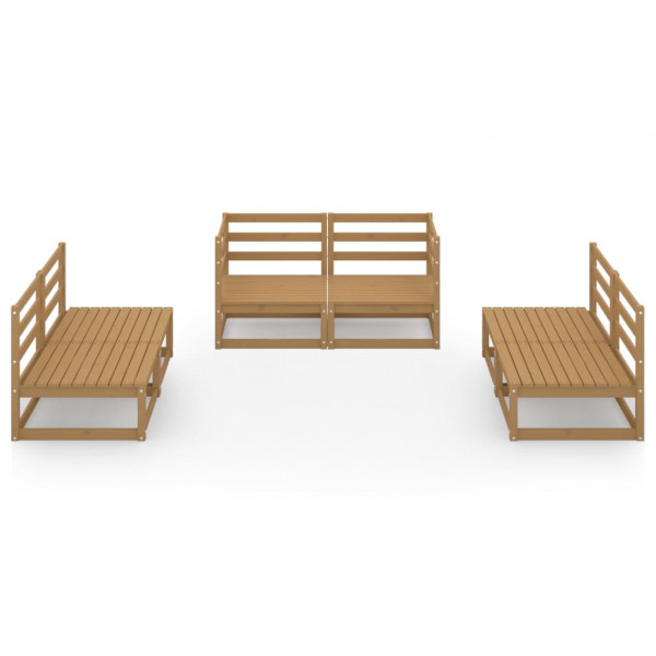 Muebles de jardín 6 piezas marrón miel madera maciza de pino M 2