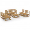 Muebles de jardín 7 piezas marrón miel madera maciza de pino 1