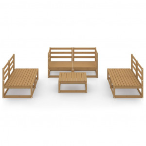 Muebles de jardín 7 piezas marrón miel madera maciza de pino H