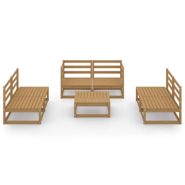 Muebles de jardín 7 piezas marrón miel madera maciza de pino M 2