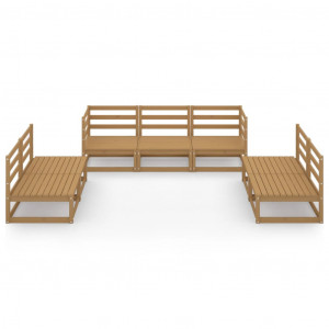 Muebles de jardín 7 piezas marrón miel madera maciza de pino H