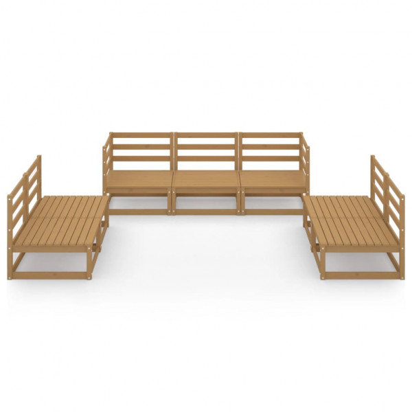 Muebles de jardín 7 piezas marrón miel madera maciza de pino M 2