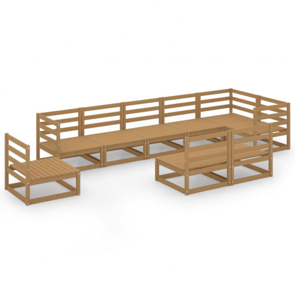 Muebles de jardín 9 piezas marrón miel madera maciza de pino D