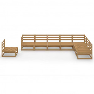 8 pcs conjunto lounge de jardim pinho sólido castanho mel H