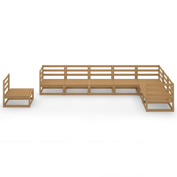 Muebles de jardín 8 piezas marrón miel madera maciza de pino M 2