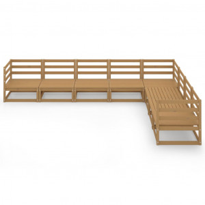 Muebles de jardín 8 piezas marrón miel madera maciza de pino H