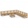 Muebles de jardín 10 pzas y cojines marrón miel madera pino 1