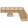 Muebles de jardín 10 pzas y cojines marrón miel madera pino 2