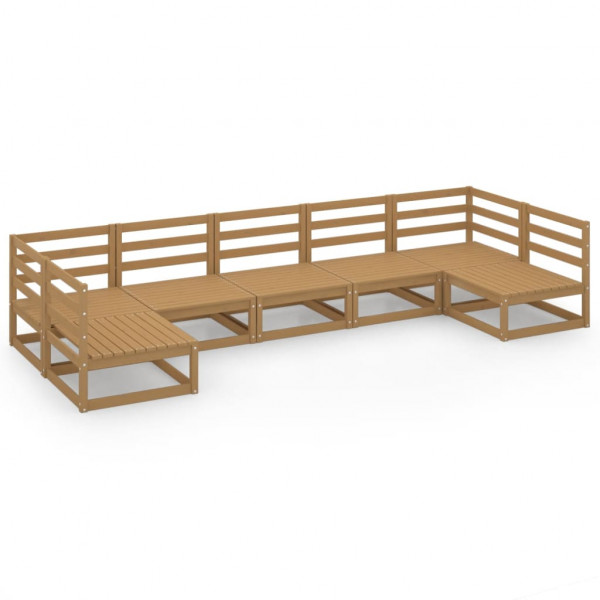 Muebles de jardín 7 piezas madera maciza de pino D
