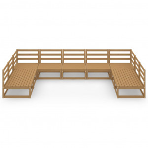 Muebles de jardín 9 pzas y cojines madera pino H