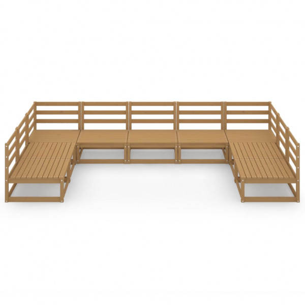 9 pcs conjunto lounge de jardim pinho maciço M 2
