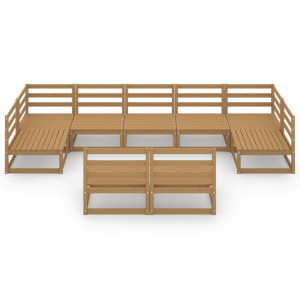 Muebles de jardín 9 piezas madera maciza de pino H
