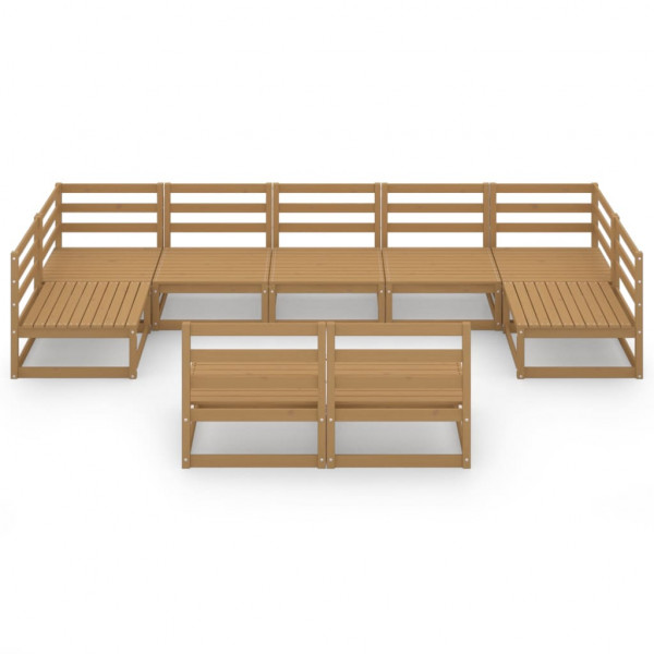 9 pcs conjunto lounge de jardim pinho maciço M 2