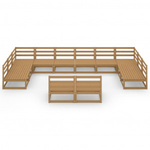 Muebles de jardín 12 pzas y cojines madera maciza de pino H