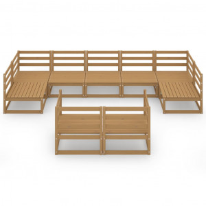 9 pcs conjunto lounge de jardim pinho maciço H