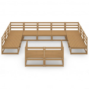 Muebles de jardín 11 piezas madera maciza de pino H