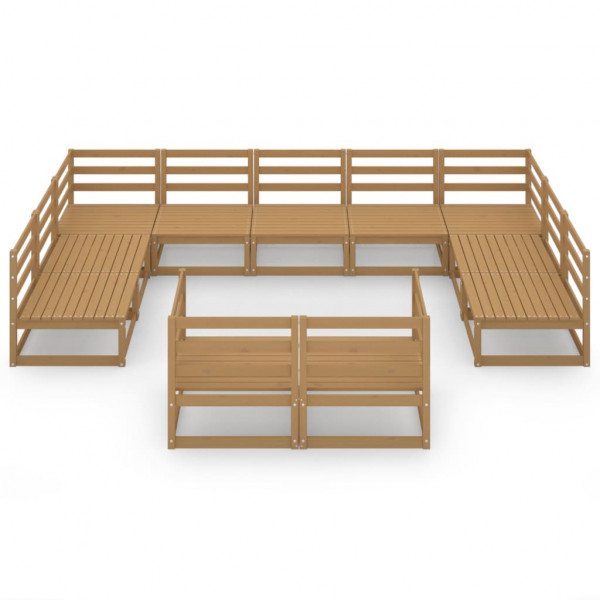 11 pcs conjunto lounge de jardim pinho maciço M 2