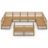 11 pcs conjunto lounge de jardim pinho maciço 2