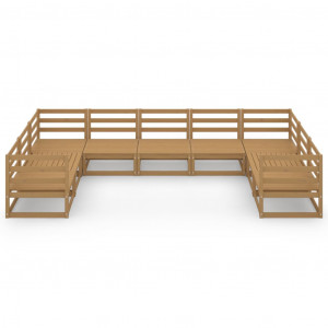 9 pcs conjunto lounge de jardim pinho maciço H