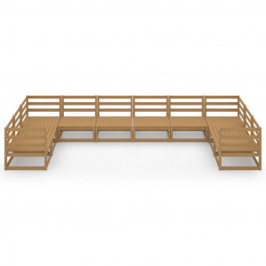 10 pcs conjunto lounge de jardim pinho maciço H