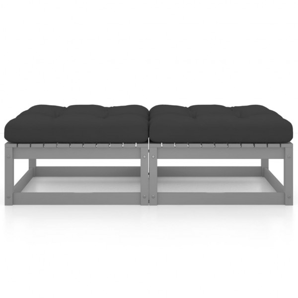 Apoio de pés para jardim com almofadões 2 pcs pinho maciço M 2