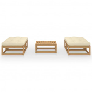 Juego de muebles de jardín 5 pzas y cojines madera pino maciza H