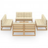 Muebles de jardín 9 piezas con cojines de madera de pino maciza 2