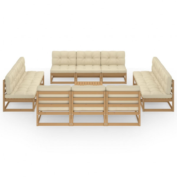 13 pcs conjunto lounge de jardim c/ almofadões pinho maciço M 2