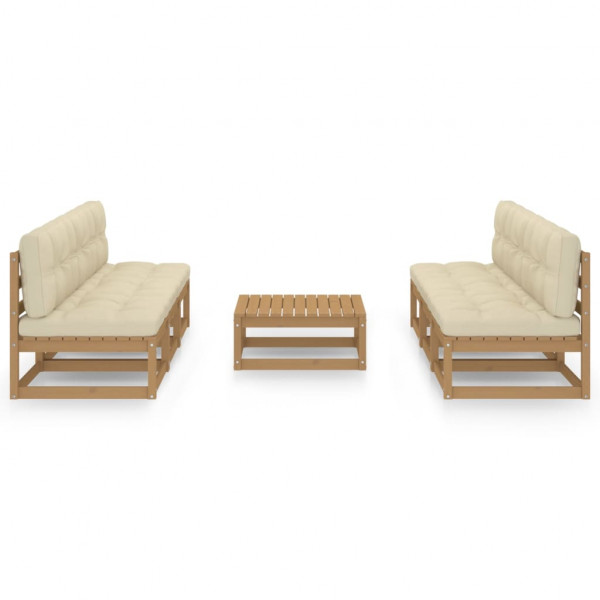 Muebles de jardín 7 piezas con cojines de madera de pino maciza M 2