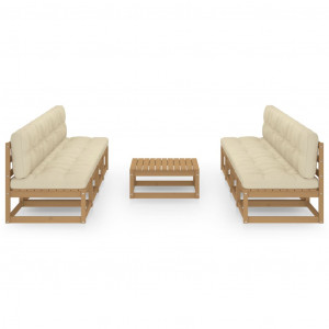 Muebles de jardín 9 piezas con cojines de madera de pino maciza H