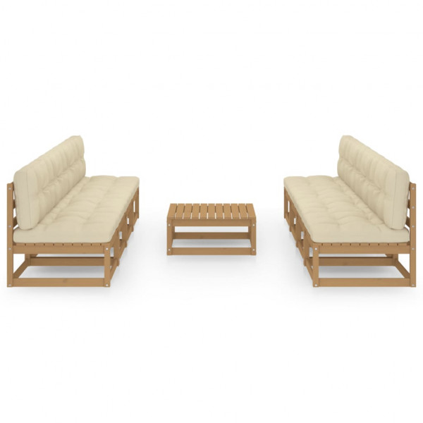 9 pcs conjunto lounge de jardim c/ almofadões pinho maciço M 2