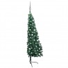 Medio árbol de Navidad con luces y bolas verde 210 cm 3
