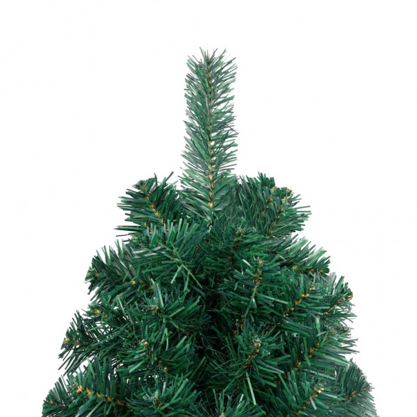 Meia árvore de Natal com luzes e bolas verdes 210 cm M 5