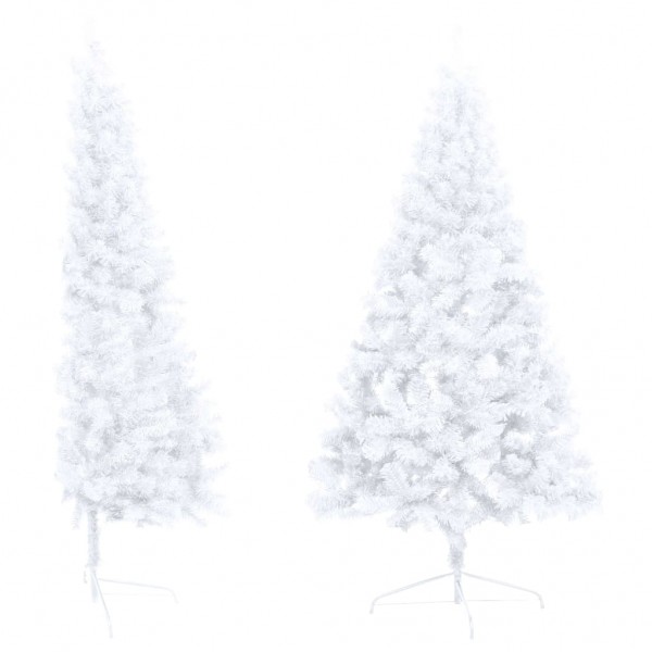 Medio árbol de Navidad con luces y bolas blanco 240 cm M 3