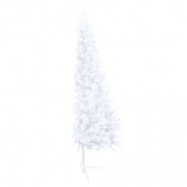 Medio árbol de Navidad con luces y bolas blanco 240 cm M 4
