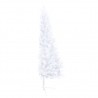 Medio árbol de Navidad con luces y bolas blanco 240 cm 4