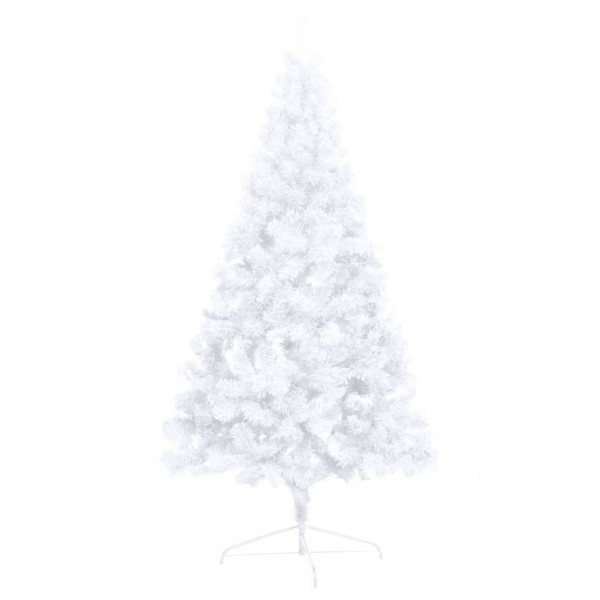Meia árvore Natal artificial pré-iluminada c/ bolas branco M 5