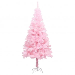 Árbol de Navidad preiluminado con luces y bolas rosa 150 cm H