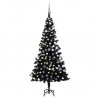 Árbol de Navidad preiluminado con luces y bolas negro 180 cm 1