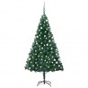 Árbol de Navidad preiluminado con luces y bolas verde 180 cm 1