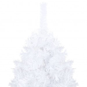 Árbol de Navidad preiluminado con luces y bolas blanco 120 cm H