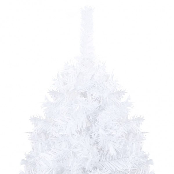 Árbol de Navidad preiluminado con luces y bolas blanco 150 cm M 2
