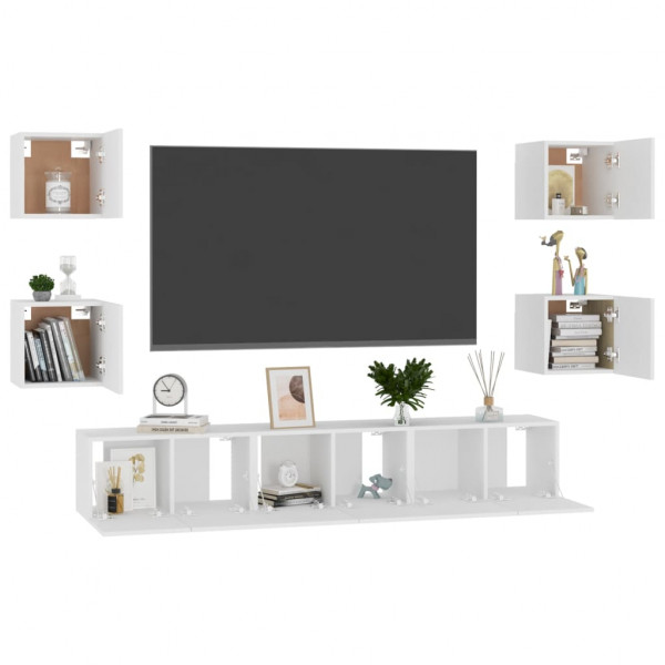Juego de mueble para TV de 7 piezas aglomerado blanco M 3
