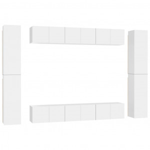 Set de muebles de salón TV 10 pzas madera de ingeniería blanco H