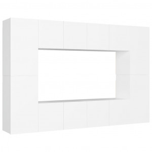 8 pcs conjunto de móveis de TV derivados de madeira branco H