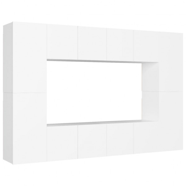 8 pcs conjunto de móveis de TV derivados de madeira branco M 2