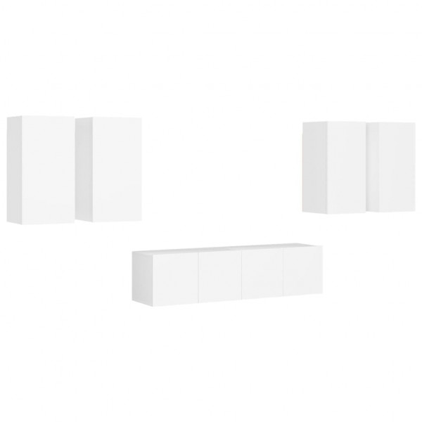 Juego de mueble para TV de 6 piezas aglomerado blanco M 2